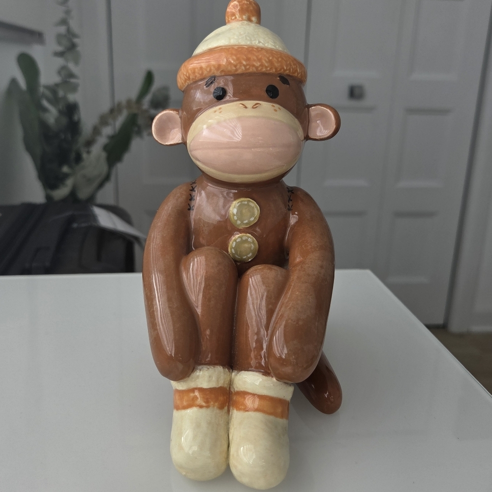 Adorable Sock Monkey Handmade Money Bank